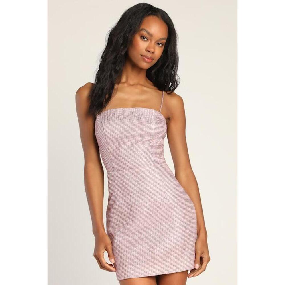 Lulus Earned Your Win Pink Metallic Lace-up Mini Dress - Size S